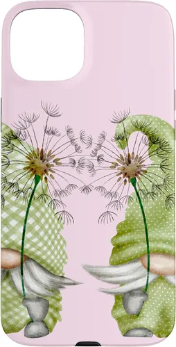 Vista 9 de Gnomos de primavera de diente de león para iPhone 16 para mujeres y divertido estuche de jardinero