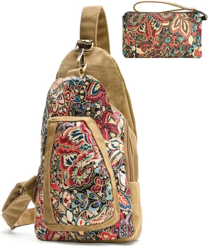 Vista 11 de Bolso bandolera de viaje bohemio para mujer, bolso cruzado pequeño y ligero Gris/M