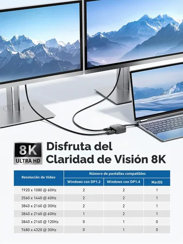 Vista 3 de Cable Matters Adaptador portátil USB C a HDMI y DisplayPort