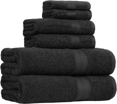 Vista 9 de Amazon Basics Juego de toallas de baño suaves, absorbentes, resistentes a la decoloración, 100% algodón, 6 piezas (12 x 12 pulgadas), toallas Carmesí