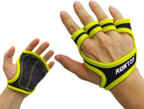Vista 10 de RUNTOP Guantes de entrenamiento para fitness, entrenamiento cruzado, WODS, gimnasio, yoga, ejercicio, almohadillas de agarre para levantamiento