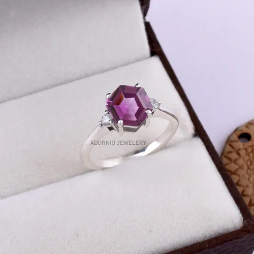 Vista 4 de Anillo de plata de ley 925 para mujer, anillo de diamantes de imitación de aguamarina de plata esterlina, anillo Art Deco de marzo, piedra natal