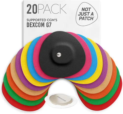 Vista 7 de NOT JUST A PATCH Parches adhesivos Dexcom G7 (paquete de 20) – Parches de sensor CGM Stelo con orificio de corte de precisión para ventilación