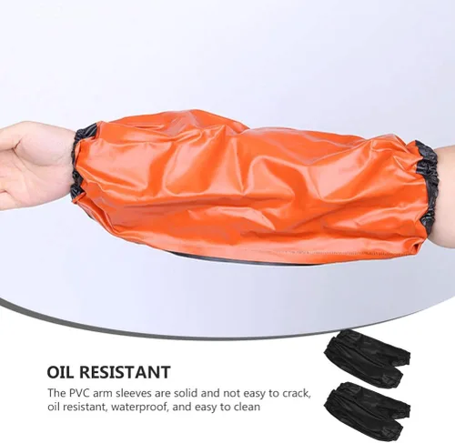 Vista 6 de EXCEART 2 pares de fundas impermeables de PVC a prueba de aceite, protector de brazo para antebrazo, protector para cocina, limpieza, lavado