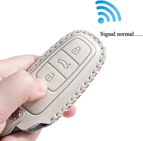 Vista 5 de SANRILY Funda de piel de vaca para llavero Audi, Beige