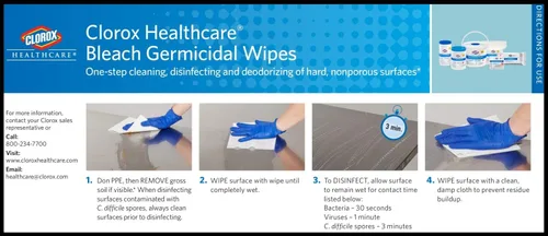 Vista 2 de Clorox Pro Healthcare - Toallitas germicidas de lejía, limpieza sanitaria y limpieza industrial, toallitas Clorox Wipes, 50 toallitas envueltas