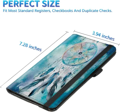 Vista 61 de Funda para chequera para hombres y mujeres, cartera de cuero RFID con ranuras para tarjetas de crédito, soporte de cheques duplicados personales