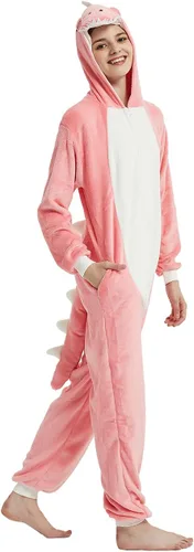 Vista 3 de CALANTA Mono de dinosaurio para adultos, disfraz de dragón T-Rex Animal para mujer, pijama de felpa de una pieza, cosplay, Halloween, Navidad