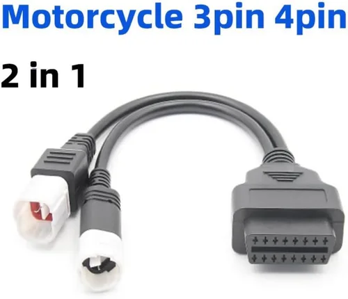 Vista 4 de Cable adaptador de 3 pines/4 pines a 16 pines OBD2 diagnóstico de fallas del motor y detector para motocicletas Yamaha Cable adaptador OBD