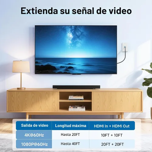 Vista 2 de Cable Matters Paquete de 2 placas de pared HDMI 4K de 1 puerto, color blanco Soporte paso a través de Ethernet y ARC UHD 4K @60Hz