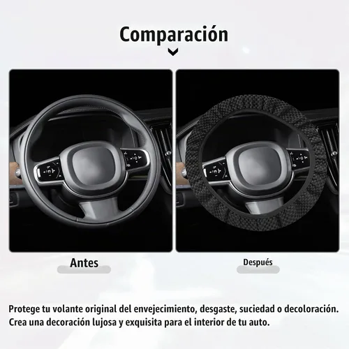 Vista 2 de X AUTOHAUX Funda universal elástica extensible para volante, antideslizante, transpirable, microfibra de seda de hielo, protector de volante