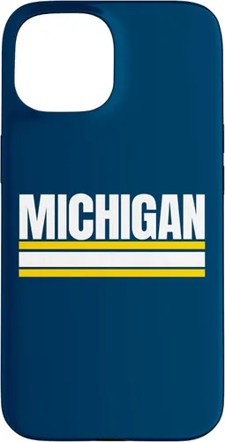 Vista 6 de Michigan - Carcasa para iPhone 17, diseño tradicional de líneas de rayas amarillas/blancas