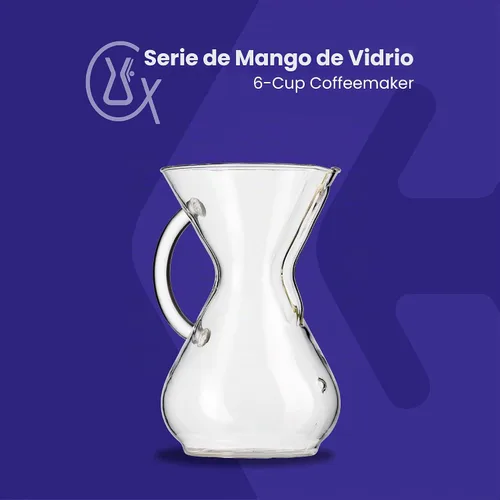 Vista 2 de Chemex Cafetera vertida, mango de vidrio trenzado, 6 tazas de 30 onzas