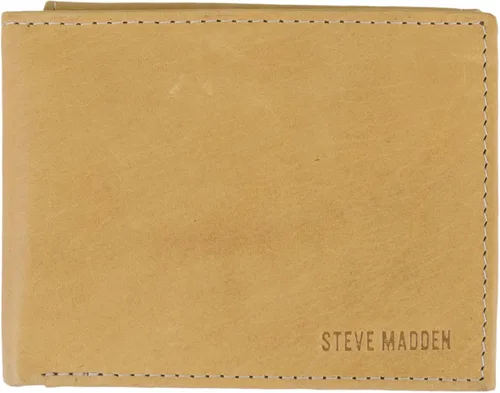 Vista 10 de Steve Madden Cartera delgada de cuero para hombre con bolsillos abatibles adjuntos de capacidad adicional Negro (guante)