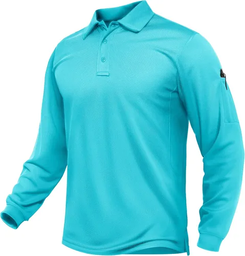 Vista 32 de TACVASEN - Camisas polo de manga larga para hombre de secado rápido, tácticas, para golf, con cuello, ligeras, transpirables, que absorben
