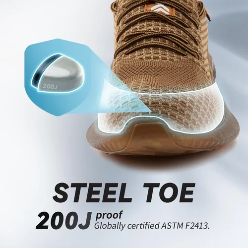 Vista 2 de SUADEX Zapatos con puntera de acero para hombres y mujeres, indestructibles, con puntera de acero, zapatillas ligeras de trabajo, seguridad, a