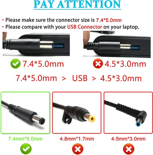Vista 2 de Cargador adaptador de CA para laptop HP Pavilion dm4-1165 dm4-1165dx dm4-1173cl; HP Pavilion dm4-1200 dm4-1201us dm4-1211tx; HP Pavilion dm4-1218tx