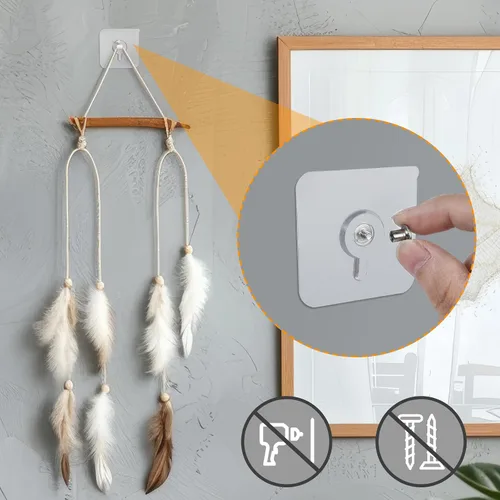 Vista 7 de Mabor Ganchos adhesivos sin taladro, 6 piezas de colgadores de fotos de plástico sin uñas, colgadores de pared sin clavos, colgador de foamboard