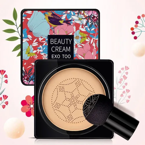 Vista 7 de 2 piezas de crema CC con cojín de aire de cabeza de hongo, corrector de cobertura completa y maquillaje de base impecable, cubierta de tatuaje