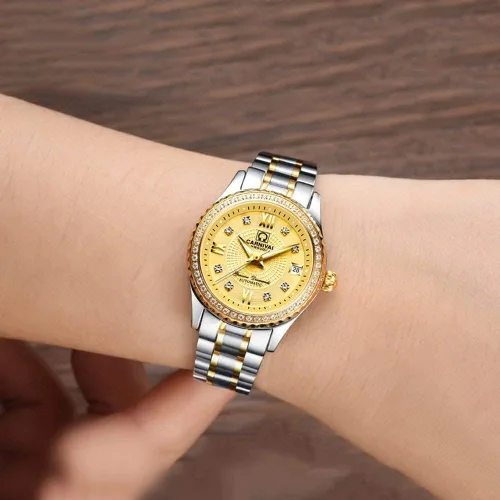 Vista 5 de BESTKANG Relojes de lujo automáticos para mujer, calendario impermeable de 164.0ft, reloj mecánico de acero inoxidable