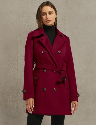 Vista 7 de wantdo - Piloto estilo marinero con doble botonadura para mujer, abrigo de invierno de longitud media con cinturón