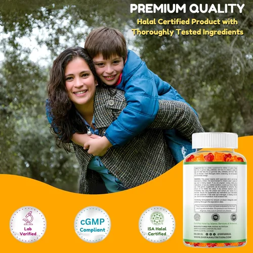 Vista 6 de SHIFAA NUTRITION Gomitas Multivitamínicas Halal para Niños, Suministro de 45-90 Días, con Todas las Vitaminas Esenciales para Niños. Vitaminas