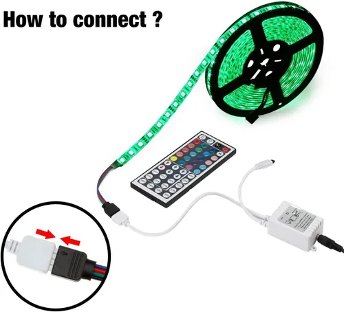 Vista 4 de SUPERNIGHT Tira de luz LED SMD5050 300LEDs de 16.4 pies con controlador Remort
