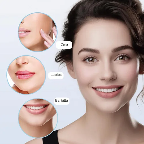 Vista 4 de innobeaut Depilación facial para mujeres, removedor de vello facial eléctrico sin dolor para cara, labios, barbilla con USB recargable, azul