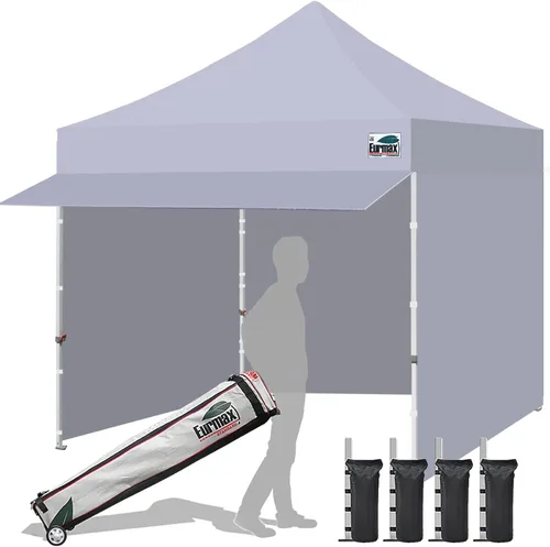 Vista 9 de Eurmax USA Toldo Desplegable de 10 x 10 pies, Carpa Comercial para Fiestas al Aire Libre con 4 Paredes Laterales Extraíbles con Cremallera y Bolsa