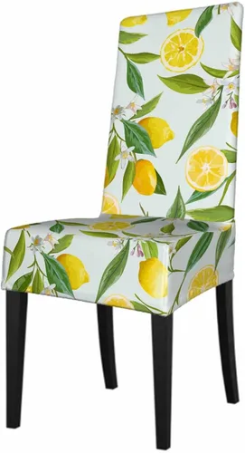 Vista 11 de 1 paquete de 1 funda para silla de comedor, pintura de arte abstracto, color amarillo y gris, patrón de pinceladas contemporáneas, de poliéster