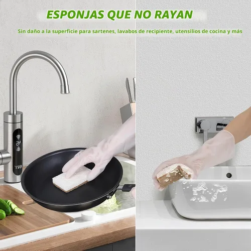 Vista 5 de Esponjas naturales para platos, paquete de 12 – Keep Soap Esponja de cocina biodegradable Esponja de coco compostable – Esponjas de limpieza