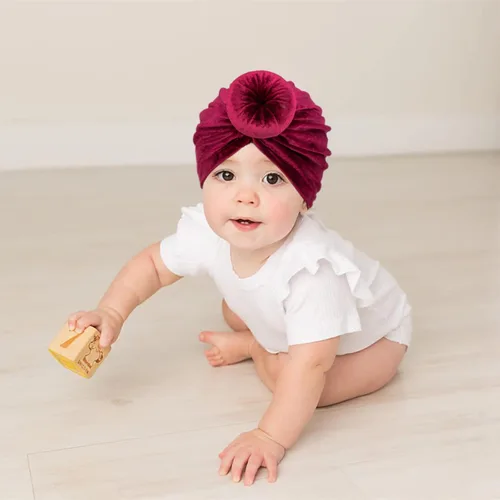 Vista 5 de DRESHOW BQUBO Baby Turban Hats Turban Bun Knot Baby Infant Beanie Baby Girl Soft Cute Toddler Cap