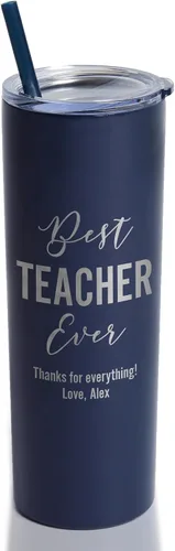 Vista 8 de Lifetime Creations Vaso de acero inoxidable grabado personalizado con popote de 20 onzas (menta), regalo para profesor, tutor, instructor