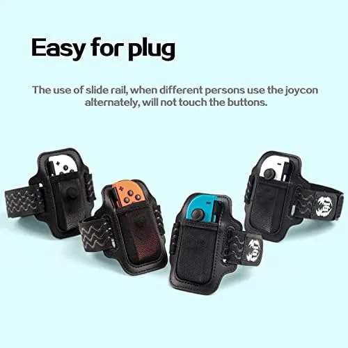 Vista 5 de GH Paquete de 4 correas ajustables para piernas para niños y adultos (tamaño grande), correa de pierna Joycon compatible con Nintendo Switch Sports
