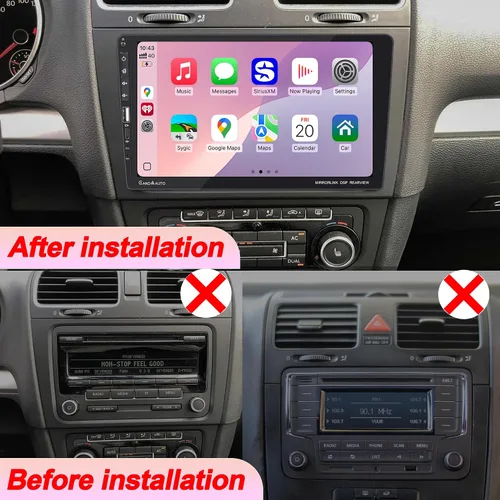Vista 3 de Radio estéreo para automóvil DIN de 9 pulgadas con Apple CarPlay Android Auto, pantalla táctil IPS 1024 x 600, Bluetooth 5.2, radio de coche FM
