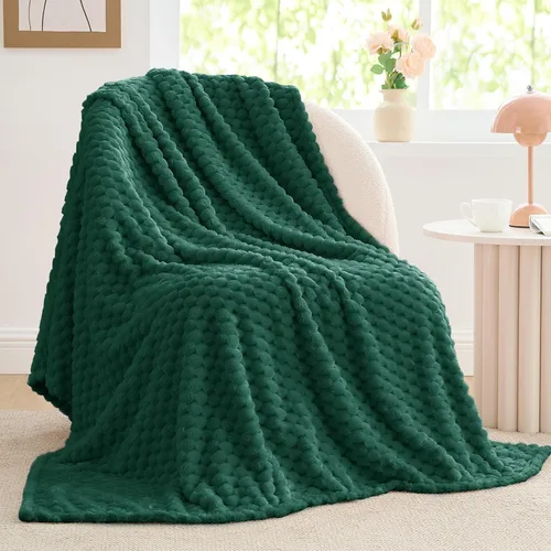 Vista 45 de BEDELITE Manta de forro polar para sofá y cama, manta decorativa de jacquard 3D de almendra, súper suave y acogedora, manta mullida cálida adecuada