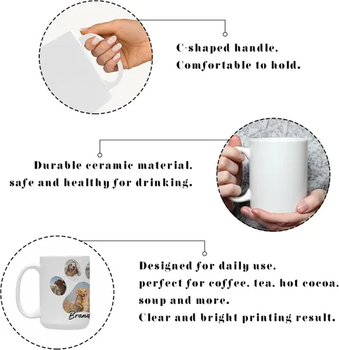 Vista 2 de Taza personalizada para perro, mamá, papá, amante de las mascotas, taza de café personalizada, tazas conmemorativas de cerámica novedosas con foto