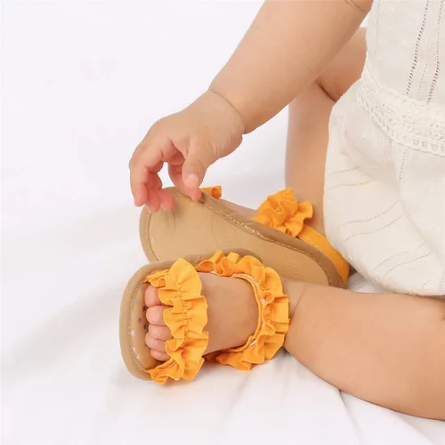 Vista 2 de COSANKIM Sandalias de verano para bebés y niñas con suela suave de flores, zapatos de vestir para cuna, recién nacidos, para recién nacidos
