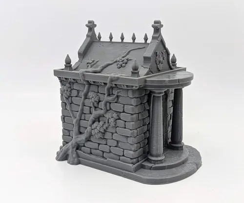 Vista 2 de Mausoleo - Escenario para Mesa - 1.102 in - Miniatura - RPG - Calabozos y Dragones - DND - Pathfinder - (Gris/Sin pintar)