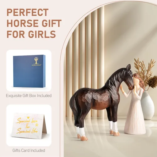 Vista 6 de Regalos de Caballos para Niñas y Mujeres - Figurita de Niña Abrazando Caballos, Regalos para Amantes de los Caballos, Mujeres, Caballos de Resina