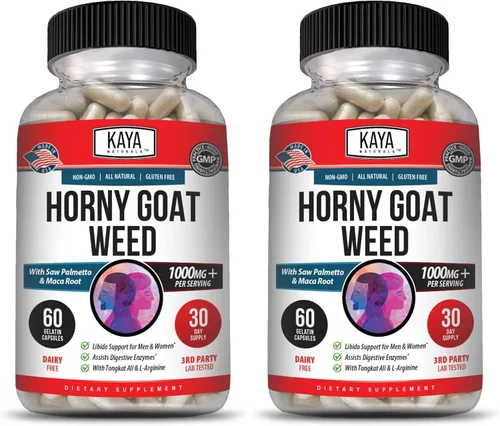 Vista 12 de Kaya Naturals Horny Goat Weed para hombres y mujeres, complejo de 1560 mg con maca, palma enana americana, ginseng, suplemento de vitamina