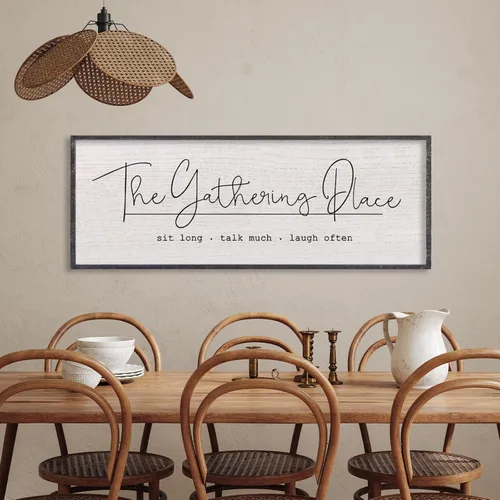 Vista 16 de LuZhiQiang Arte de pared para comedor 81,3×30,5 cm "Bless The Food Before Us" Letrero cristiano para cocina, cita familiar agradecida, cuadro grande