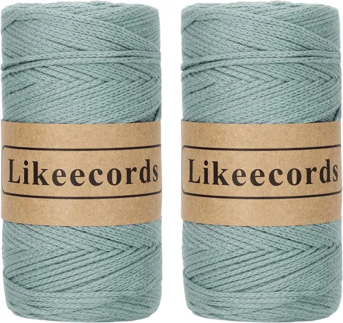 Vista 55 de Likeecords 100% Hilo de Ganchillo de Algodón Cordón de Bolsa de 2mm 170m Cordón de Macramé de 2mm Hilo de Crochet Cuerda de Macramé Regalo para Verde