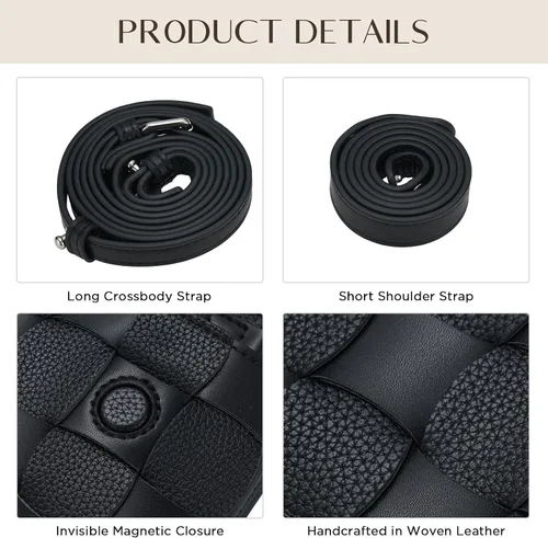 Vista 7 de CHUNLI Bolsos de mano tejidos de noche para mujer, bolso cruzado de poliuretano para noche, eventos formales, boda, fiesta