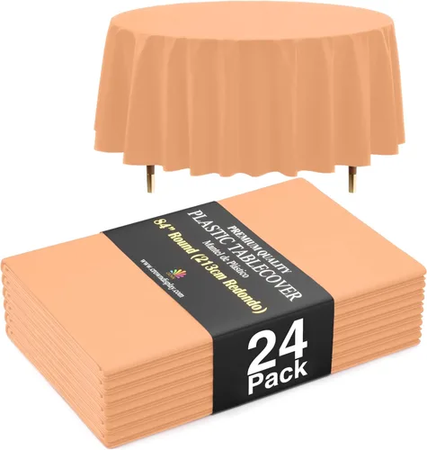 Vista 78 de Exquisite 66% Thicker Premium Aqua Round Tablecloth 0.5 Mil 6 Pack Plastic Table Cloth Disposable 84 Inch Round Plastic Tablecloth Won't Tear Easily