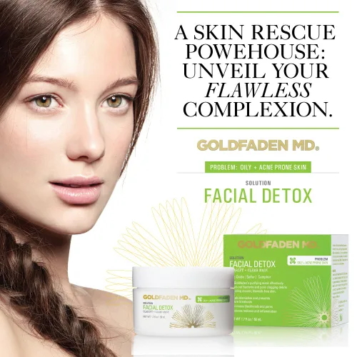 Vista 2 de GOLDFADEN MD Máscara facial de desintoxicación facial clarificante con óxido de zinc, azufre, ácido salicílico y pomelo purificadora de limpieza