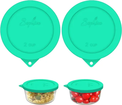Vista 18 de Sophico - Tapas redondas de silicona para recipiente de almacenamiento de 2 tazas, reemplazo para Pyrex 7200-PC y cuencos de vidrio Anchor Hocking