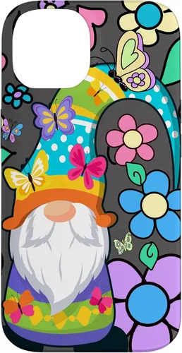 Vista 4 de Floral Daisy Flower Pattern with Butterflies Funny Gnome Case for iPhone 17