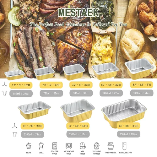 Vista 9 de Sartenes de papel de aluminio poco profundas de 20 onzas con tapas a presión, paquete de 5