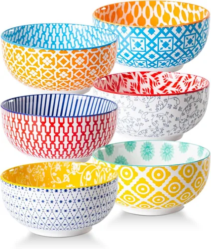 Vista 14 de Juego de 6 cuencos pequeños de cerámica para postre de 12 onzas Colores surtidos